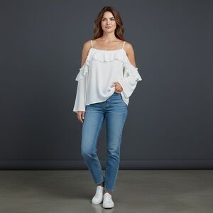 White open shoulder blouse